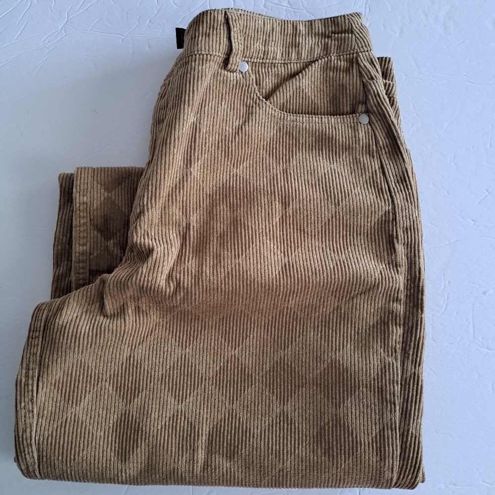 Forever 21 Tan Diamond Shape  Corduroy Wide Leg Pants Women's Size Large